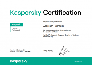 Certified Professional - Kaspersky Security for Windows Server - Adenilson