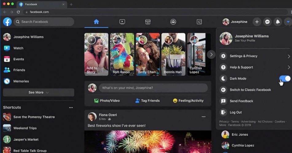 Facebook anuncia novo visual do site, com modo noturno, para todos os usuários